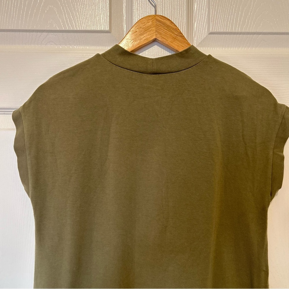 Eileen Fisher | Traceable Organic Cotton Stretch Mock Neck Dress in Olive - Picture 4 of 11